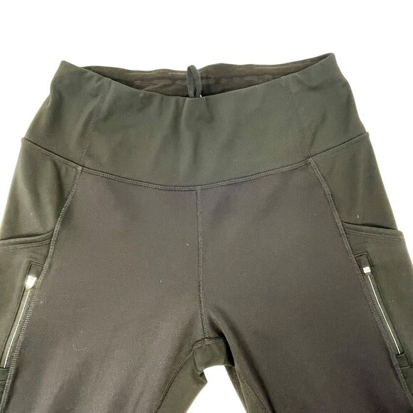 NWOT Athleta Ultra High Rise Leggings Black Zipper Pockets Womens M Drawstring - Picture 7 of 16